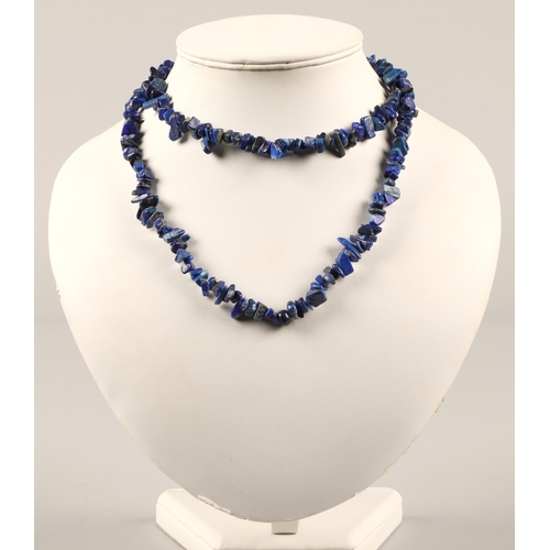 88 - Lapis Lazuli jewellery to include polished bead necklace with silver hardware, rough cut bead neckla... 