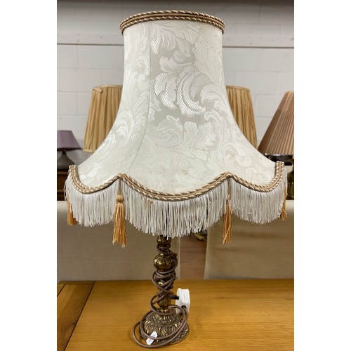 655 - Ornate brass table lamp.