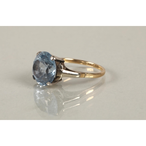 102 - 9ct gold ring set with a blue gem possibly sapphire, between two white stones, ring size N, and anot... 