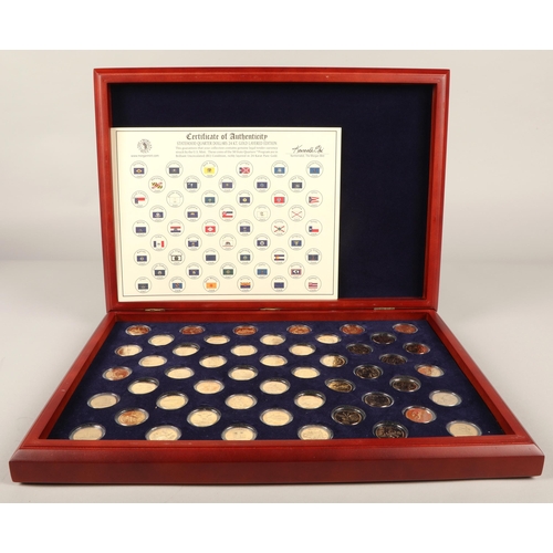 131 - The Morgan Mint, Statehood Quarter Dollars 24kt gold layered edition collection in wooden case with ... 