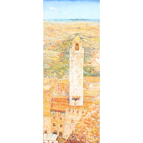 546 - ANDREW MCMORRINE (Scottish, b. 1948), Torre Grande San Gimignano, oil painting on canvas, unsigned, ... 