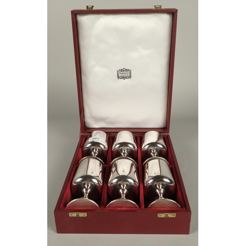 261 - Set of six Epns Barker and Ellis goblets in fitted Harrods case.