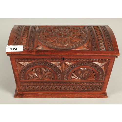 274 - Chip carved small casket. 25cm