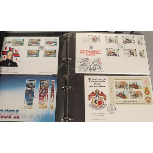 289 - Three various albums of first day covers and another of Isle of Mann stamps.