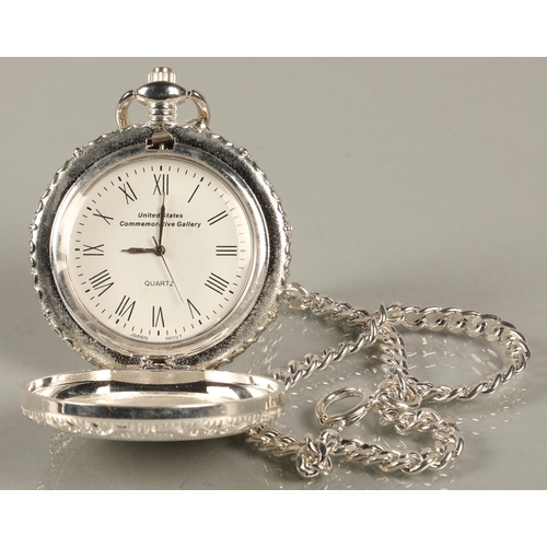 137 - United States Commemorative Gallery quartz pocket watch set with a 2006 silver dollar, and another p... 