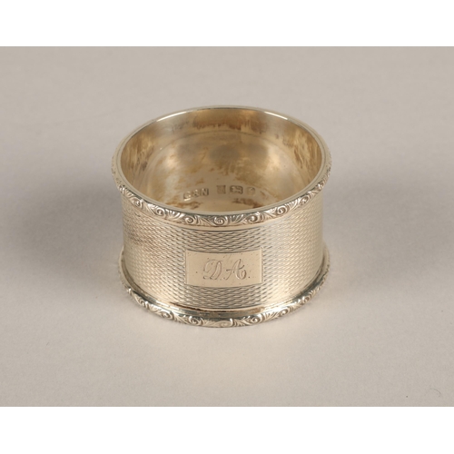 222 - Large Culfonia pewter quaich, a silver napkin ring (37g), and a white metal spoon with mother of pea... 