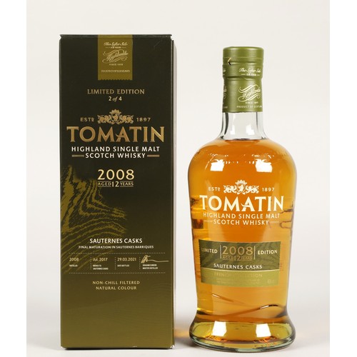 242 - Set of four Tomatin 2008 limited edition 12 years old non chill filtered highland single malt cask s... 