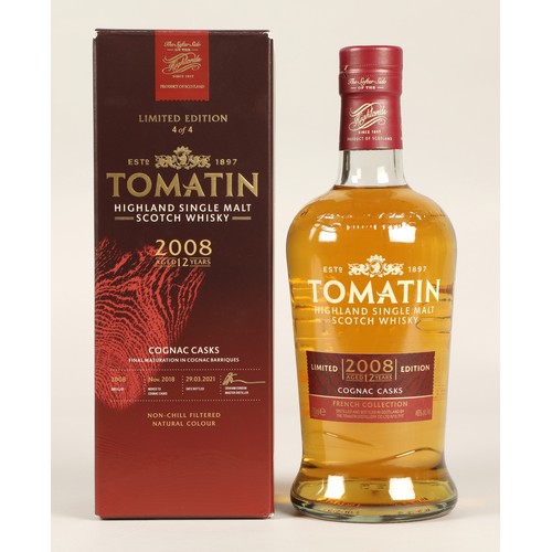 242 - Set of four Tomatin 2008 limited edition 12 years old non chill filtered highland single malt cask s... 