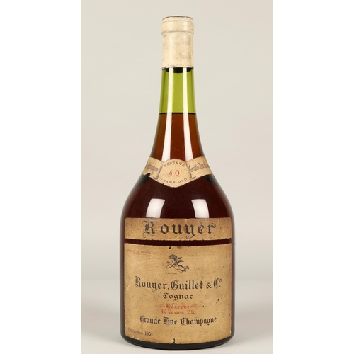 348 - Rouyer, Guillet & Co Reserve 40 years old Grand Fine Champagne Cognac, Old bottle possibly datin... 