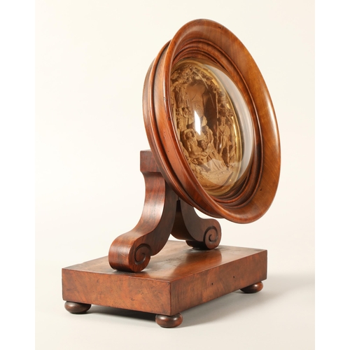 186 - Religious carving mounted on wooden stand.