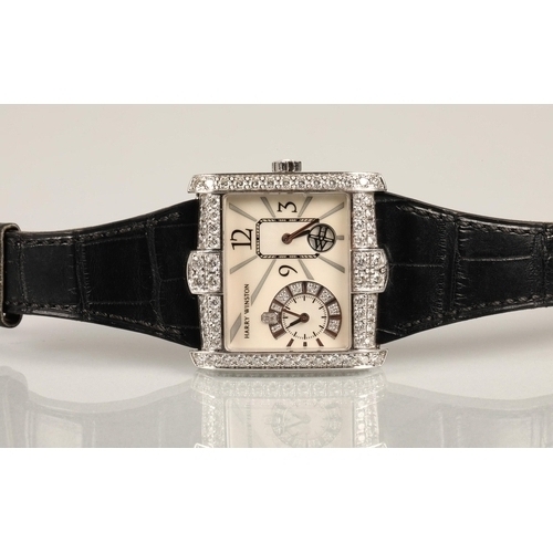 106 - Rare Harry Winston Gentleman's 18ct white gold diamond set wrist watch, 18ct white gold case, mother... 