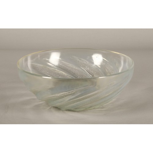 42 - Rene Lalique opalescent bowl in the Poissons design, marked R Lalique to the centre 24cm diameter, 9... 