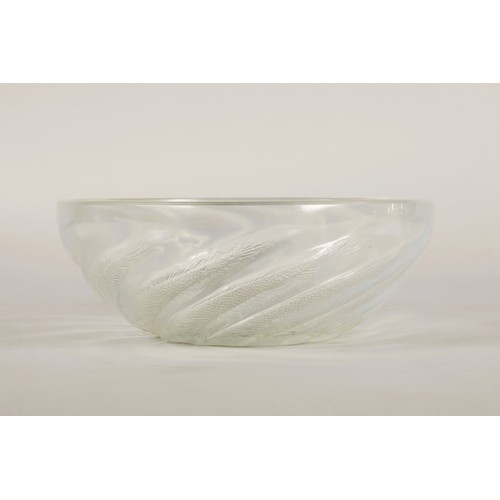 42 - Rene Lalique opalescent bowl in the Poissons design, marked R Lalique to the centre 24cm diameter, 9... 