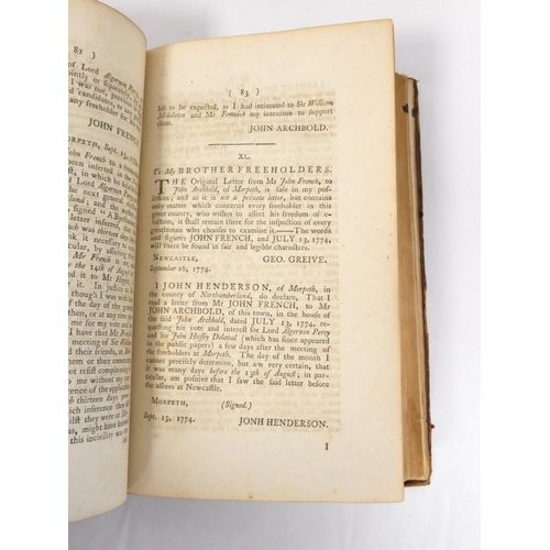 103 - Northumberland Election, 1774.  A Complete Collection of All the Papers Which Have Appeare... 