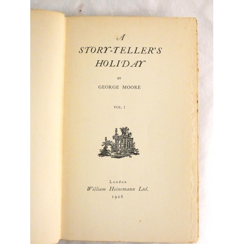 120 - MOORE GEORGE.  A Story-Tellers Holiday. 2 vols. Qtr. cloth, marbled brds. Each vol. with the label 