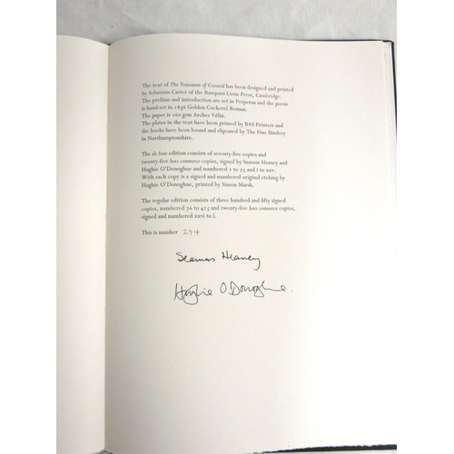 144 - HEANEY SEAMUS.  The Testament of Cresseid. Ltd. ed. 294/425, signed by Heaney & the illustrator,... 