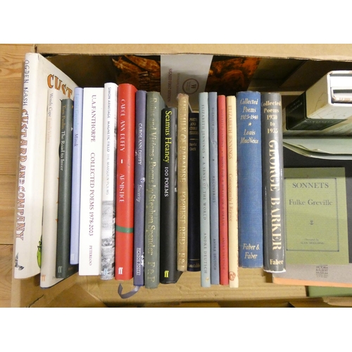 145 - Modern Poetry.  A carton of books & softback publications incl. Carol Ann Duffy, Eliza... 