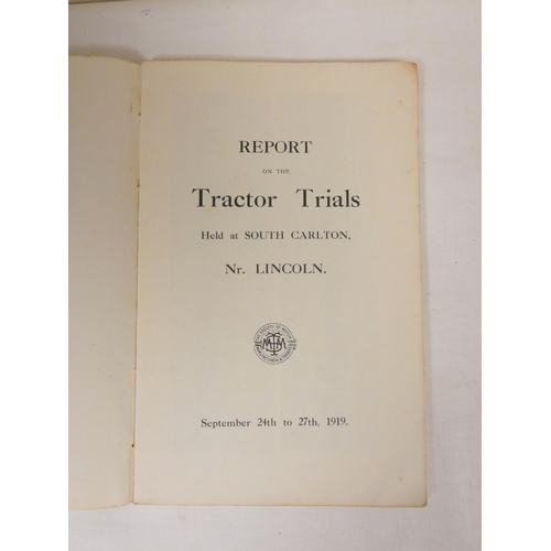 151 - SOCIETY OF MOTOR MANUFACTURERS & TRADERS.  Report on the Tractor Trials Held at South Carlton, N... 