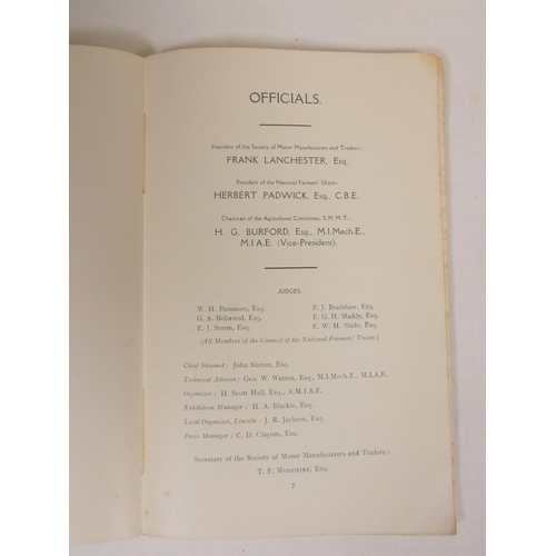 151 - SOCIETY OF MOTOR MANUFACTURERS & TRADERS.  Report on the Tractor Trials Held at South Carlton, N... 