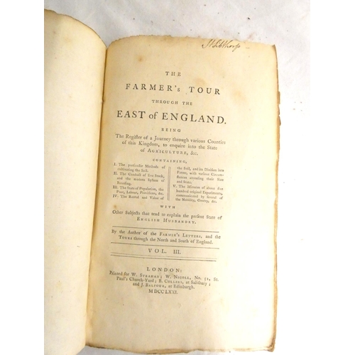 161 - (YOUNG ARTHUR).  The Farmer's Tour Through the East of England. 4 vols. 29 eng. plates (as requ... 