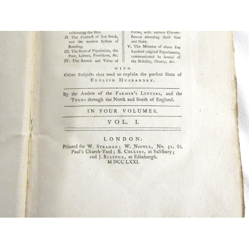 161 - (YOUNG ARTHUR).  The Farmer's Tour Through the East of England. 4 vols. 29 eng. plates (as requ... 