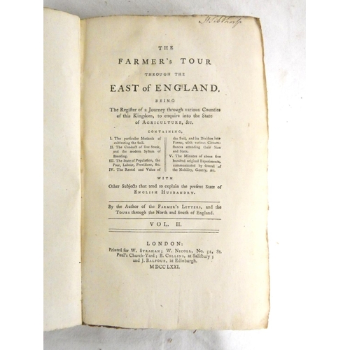 161 - (YOUNG ARTHUR).  The Farmer's Tour Through the East of England. 4 vols. 29 eng. plates (as requ... 