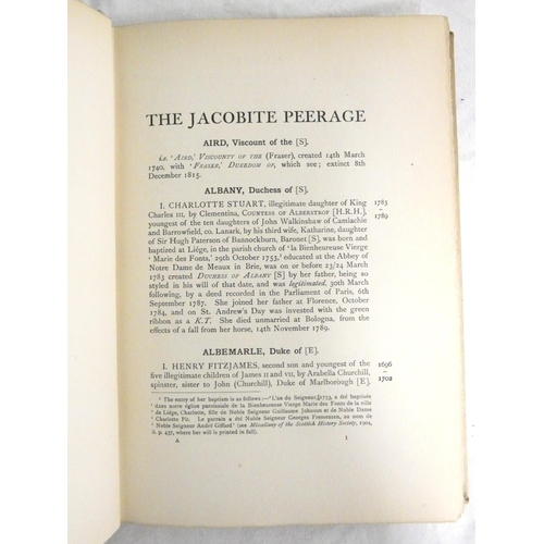 196 - RUVIGNY MARQUIS OF.  The Jacobite Peerage. Quarto. Orig. white cloth, tanning & light soiling. B... 