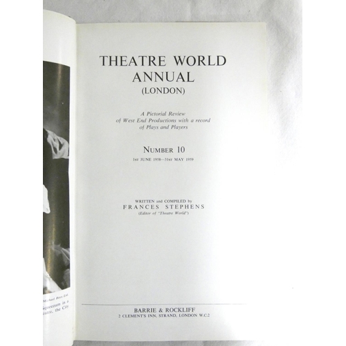 246 - STEPHENS FRANCES.  Theatre World Annual, London. Vols. 1, 2 & 4 to 13. Illus. Orig. cl... 