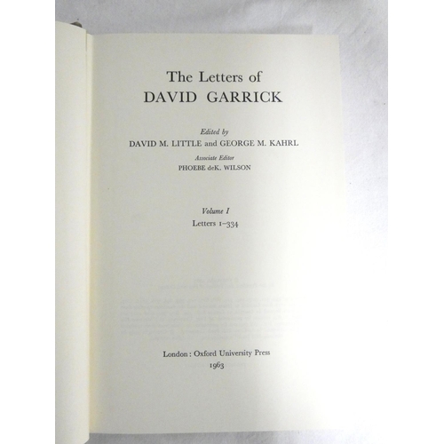 253 - GARRICK DAVID.  The Letters, ed. by D. M. Little & G. M. Kahrl. 3 vols. Orig. cloth in... 