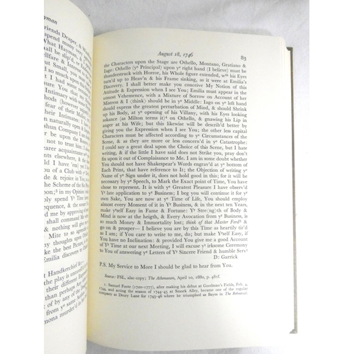 253 - GARRICK DAVID.  The Letters, ed. by D. M. Little & G. M. Kahrl. 3 vols. Orig. cloth in... 