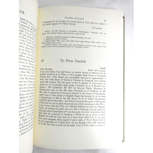 253 - GARRICK DAVID.  The Letters, ed. by D. M. Little & G. M. Kahrl. 3 vols. Orig. cloth in... 