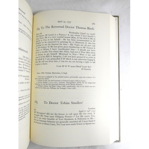 253 - GARRICK DAVID.  The Letters, ed. by D. M. Little & G. M. Kahrl. 3 vols. Orig. cloth in... 