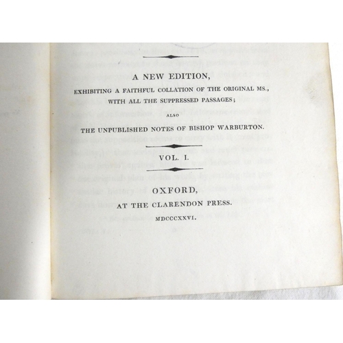 295 - CLARENDON EARL OF.  The History of the Rebellion & Civil Wars. 8 vols. Calf. Ex lib. (... 