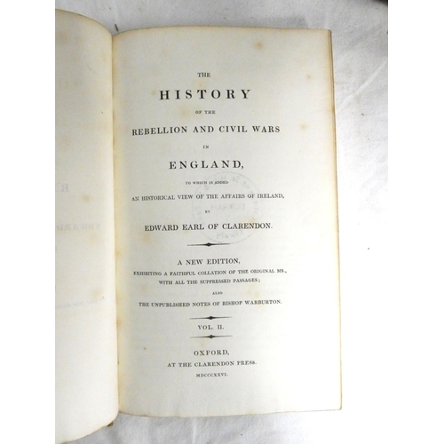 295 - CLARENDON EARL OF.  The History of the Rebellion & Civil Wars. 8 vols. Calf. Ex lib. (... 