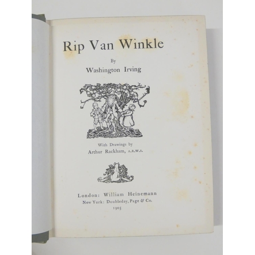 57 - RACKHAM ARTHUR (Illus).  Rip Van Winkle. Tipped in col. plates. Quarto. Nice green cloth gilt, some ... 