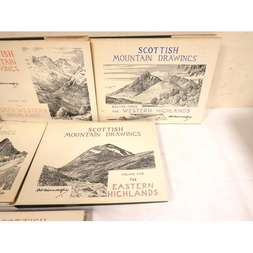 70 - WAINWRIGHT A.  Scottish Mountain Drawings. The set of 6 vols. Oblong 1st eds. in d.w's.... 