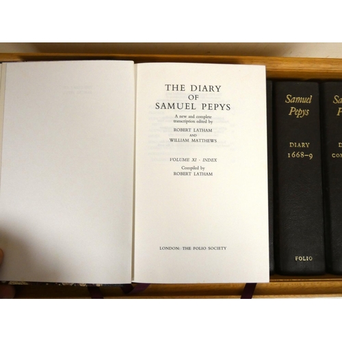 83 - PEPYS SAMUEL.  The Diary. 11 vols. Ltd. ed. 339/1000. Qtr. leather in oak bookcase. Folio Society, 2... 