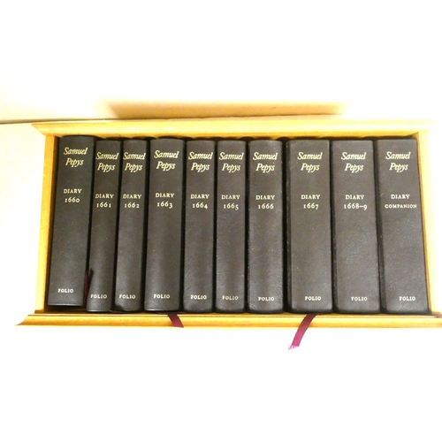 83 - PEPYS SAMUEL.  The Diary. 11 vols. Ltd. ed. 339/1000. Qtr. leather in oak bookcase. Folio Society, 2... 