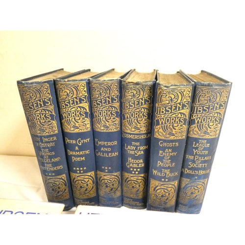 88 - IBSEN HENRIK.  The Works, Authorised English Edition. 6 vols. Orig. blue cloth, gilt backs rather wo... 