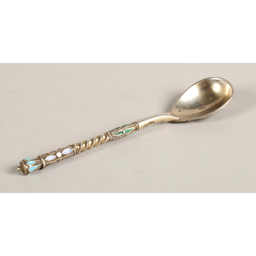 170 - Russian silver enamelled spoon10cm long, 16.2g