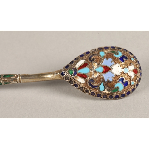 170 - Russian silver enamelled spoon10cm long, 16.2g