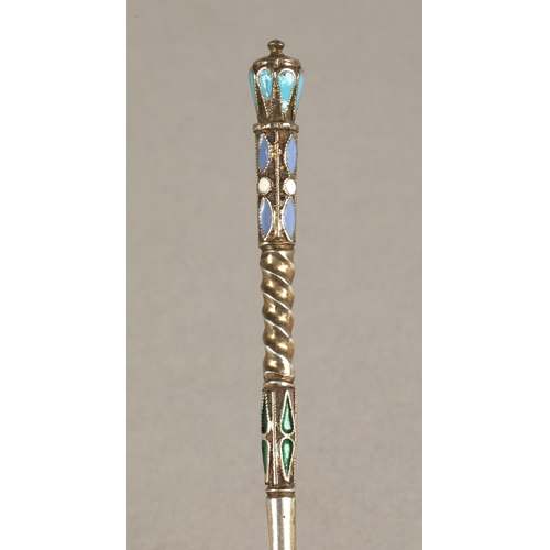 170 - Russian silver enamelled spoon10cm long, 16.2g