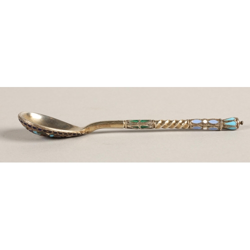 170 - Russian silver enamelled spoon10cm long, 16.2g