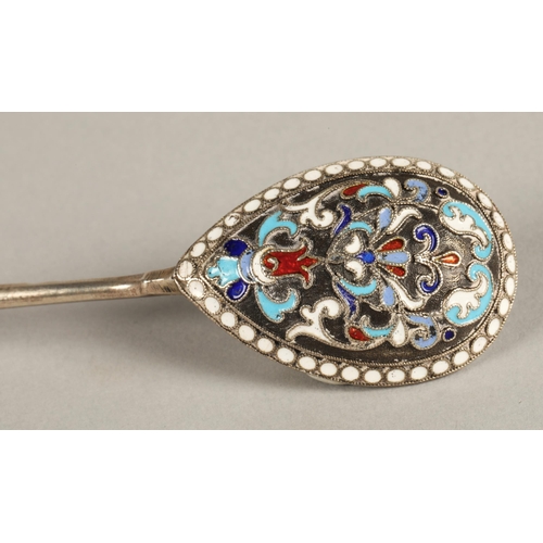 171 - Russian silver enamelled spoon13.5cm long , 20.7g