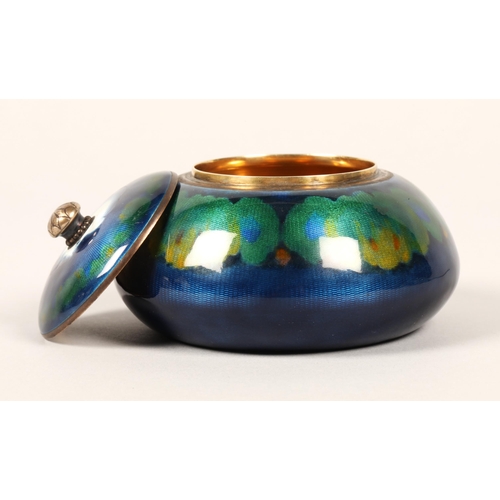 168 - David Anderson silver enamelled jar with gilt interior, 7cm high