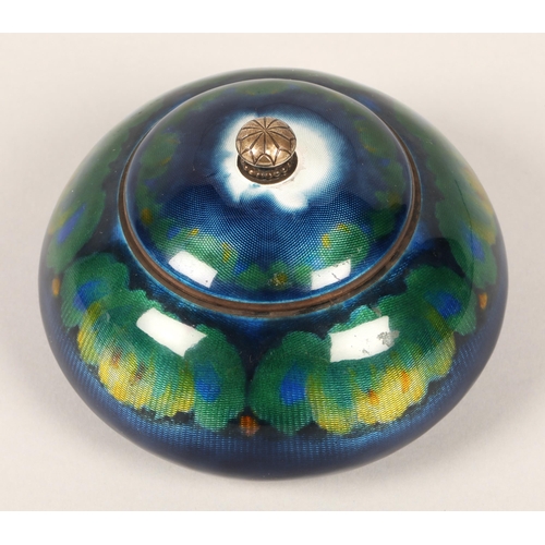 168 - David Anderson silver enamelled jar with gilt interior, 7cm high