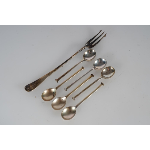 667 - Six hallmarked silver spoons and a silver pickle fork, gross 68g.