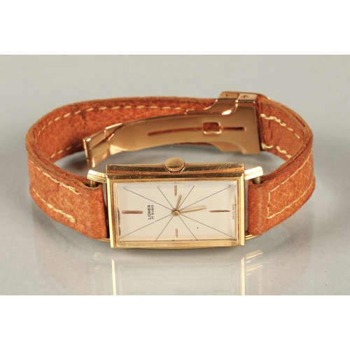 114 - Lidher 18k gold ladies wrist watch on leather strap