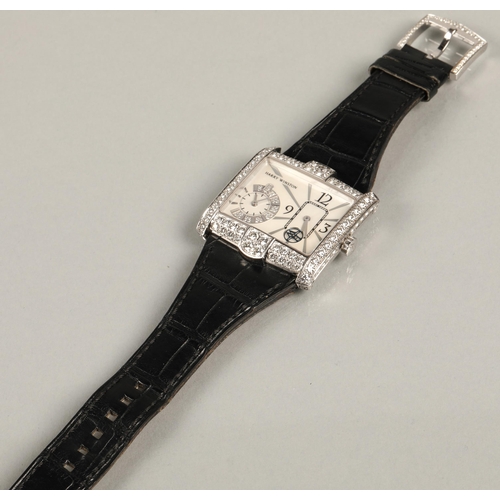 106 - Rare Harry Winston Gentleman's 18ct white gold diamond set wrist watch, 18ct white gold case, mother... 