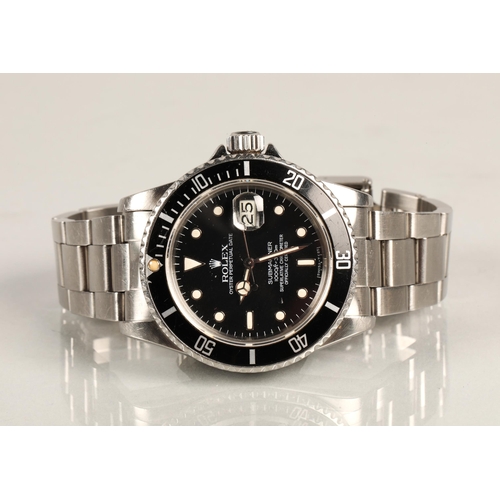 109 - Rolex Oyster Perpetual Date Submariner Gentleman's wrist watch, black dial with luminous hour marker... 